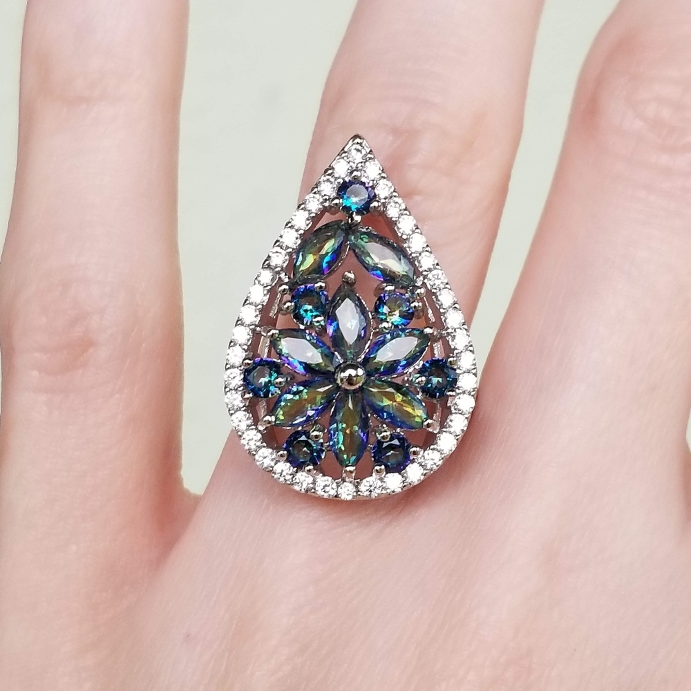 🆕️S925-Fire Mystic-Topaz/White Cubic Zirconia